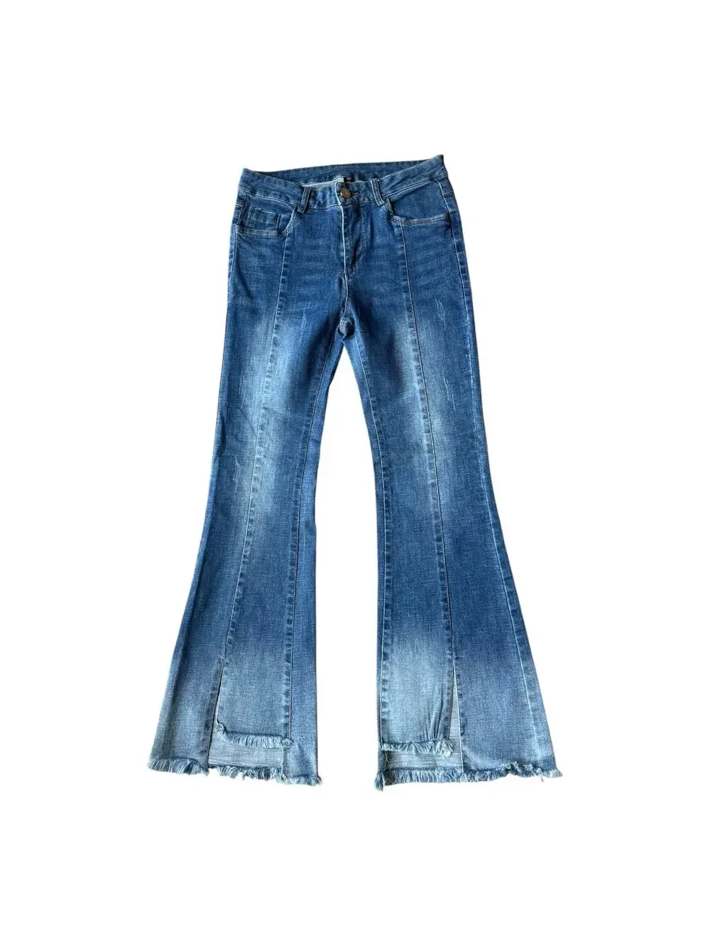 Retro High Rise Center Seam flare fringed blue Jeans size 27